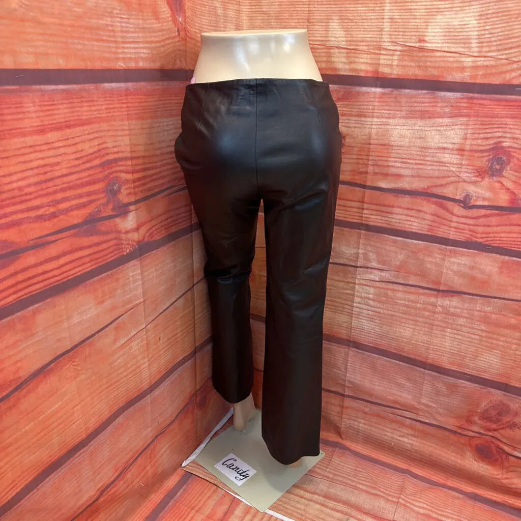 MARGARET M CHOCOLATE GEN LEATHER PANTS SZ 12 TCC