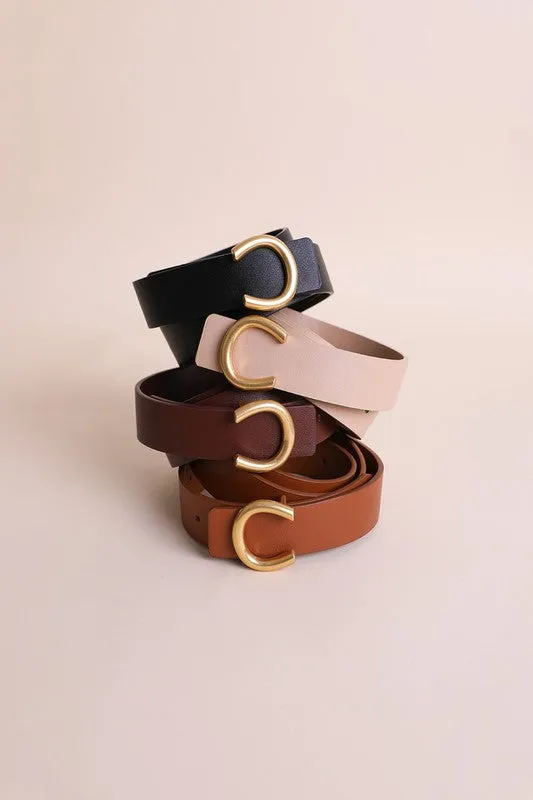 Minimalist Gold Belt- Beige