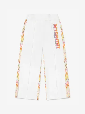 Missoni Girls Logo Wide Leg Joggers in Ivory