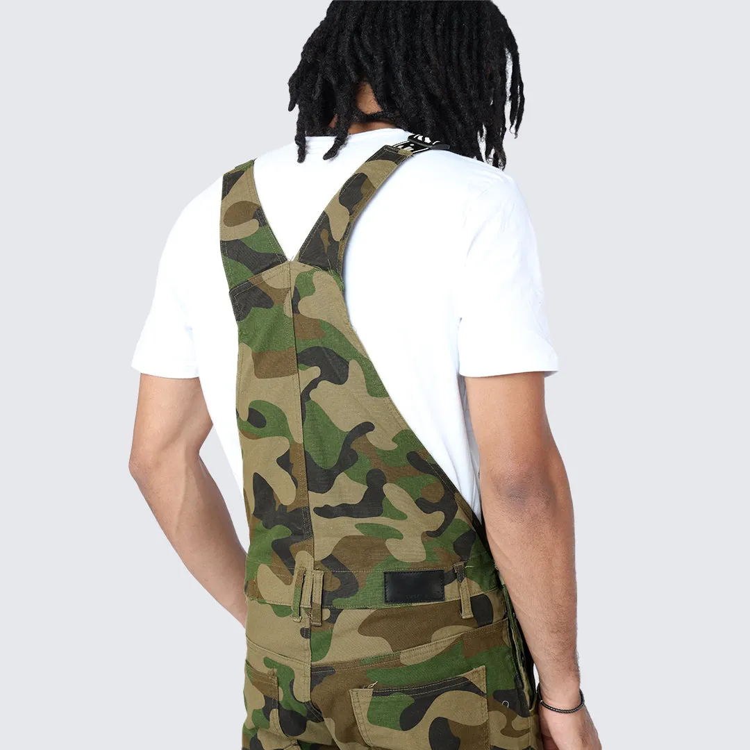 Multi Cargo Fashion Twill Overalls - Wood Camo