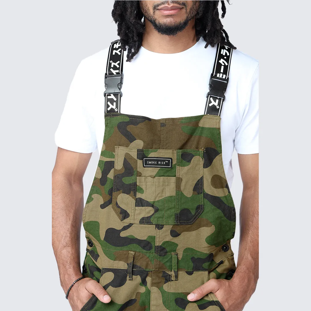 Multi Cargo Fashion Twill Overalls - Wood Camo