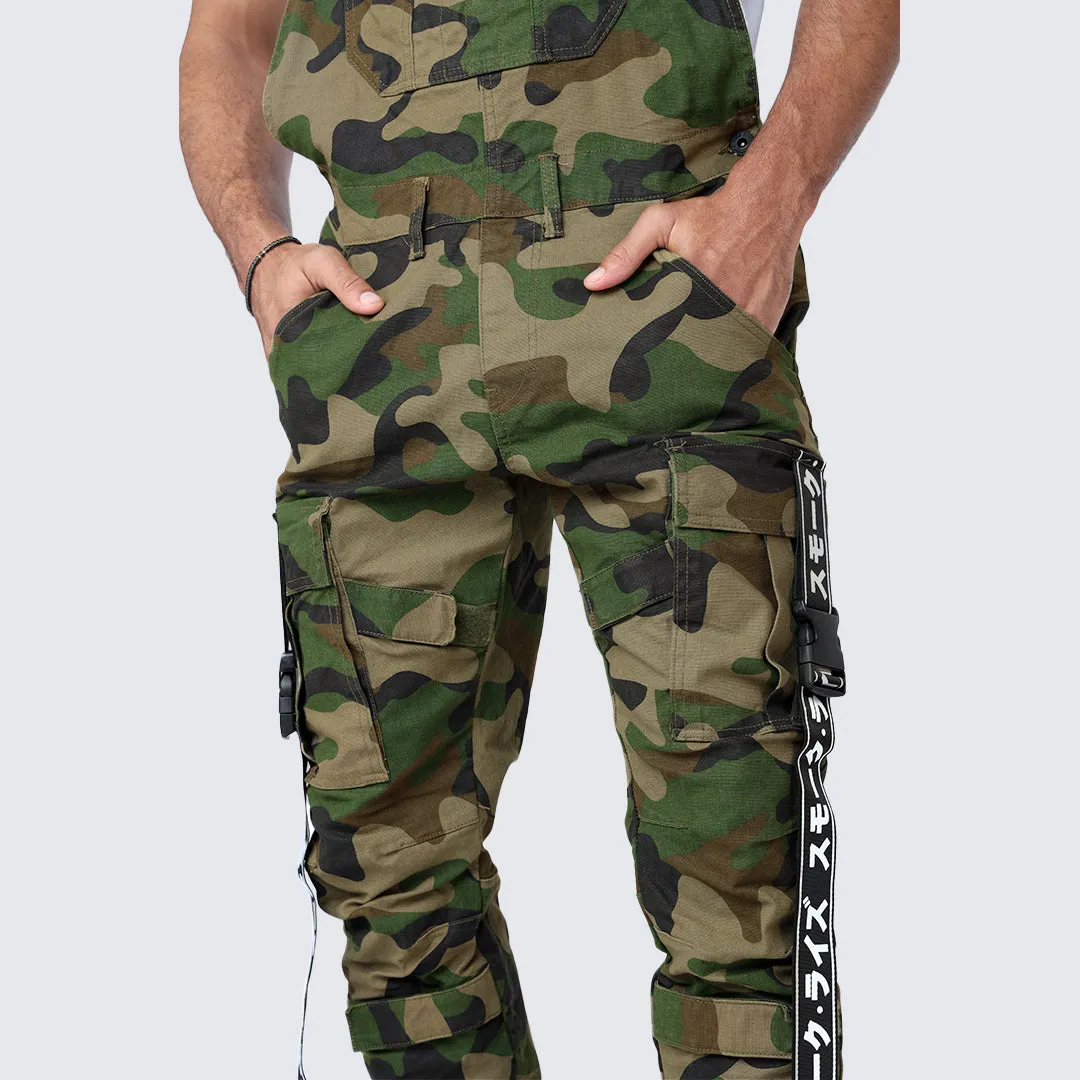 Multi Cargo Fashion Twill Overalls - Wood Camo