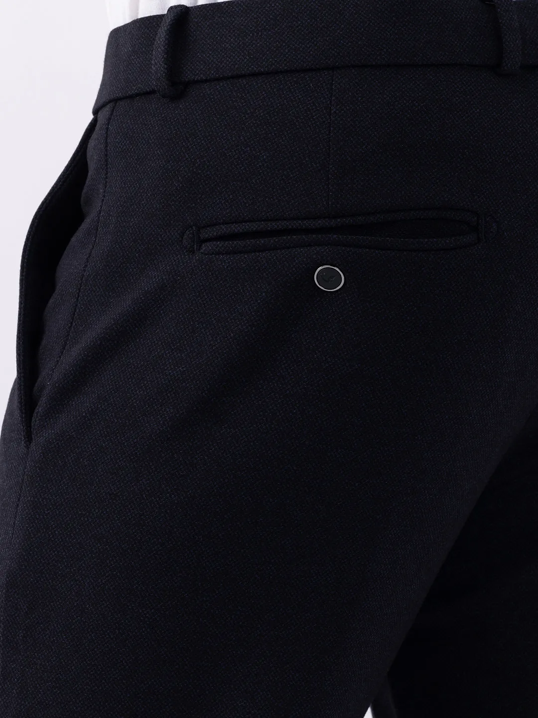 Navy Plain Bi-Stretch Trousers