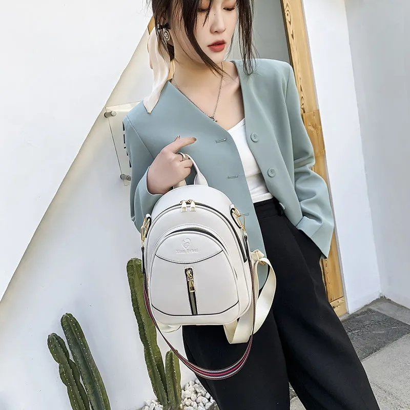 New Korean Style Pu Soft Leather Fashion Women's Bag Backpack Women's Casual Versatile Bag Women's Backpack Travel