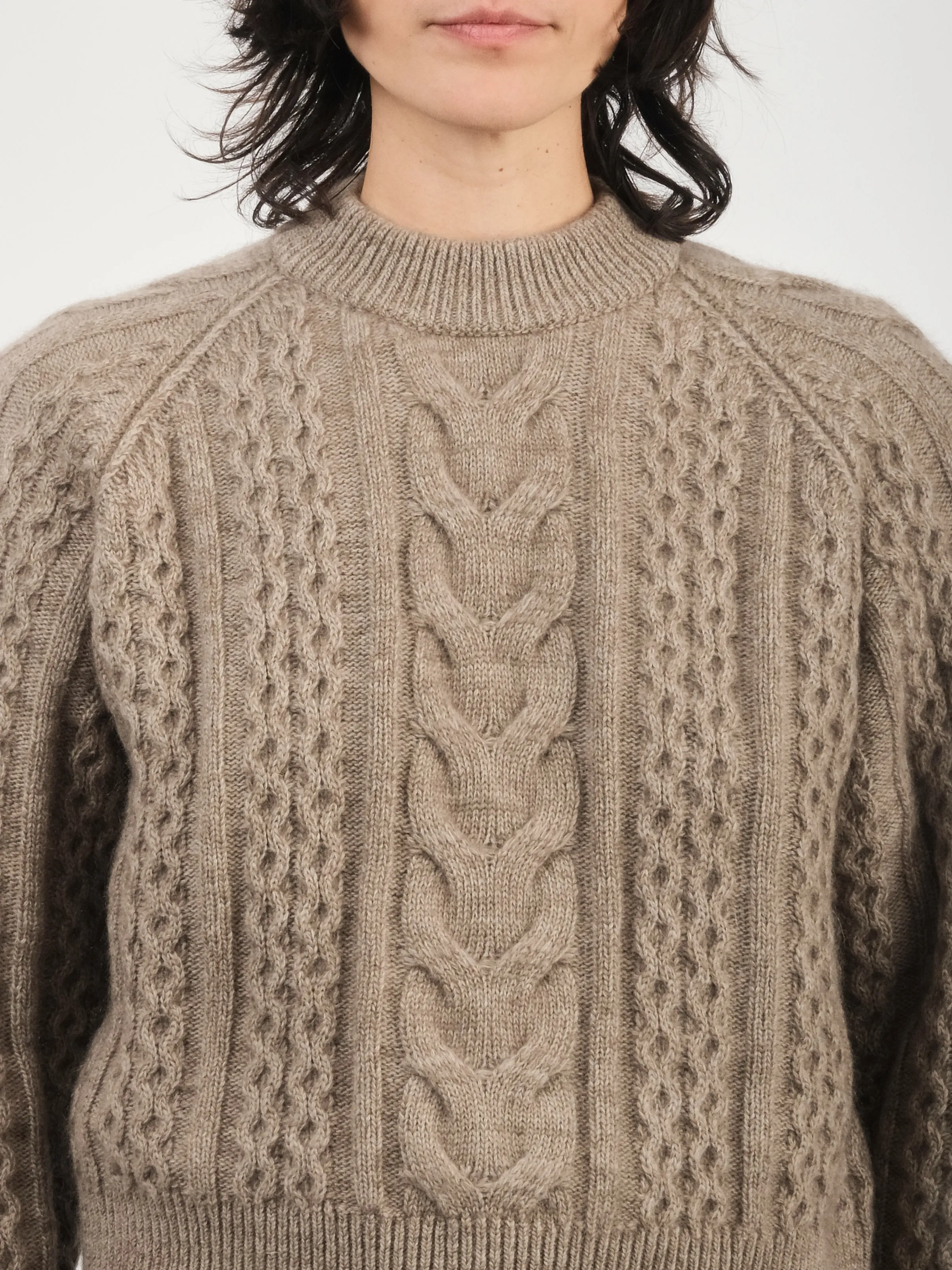 Oatmeal Molve Cable Knit Crew Neck