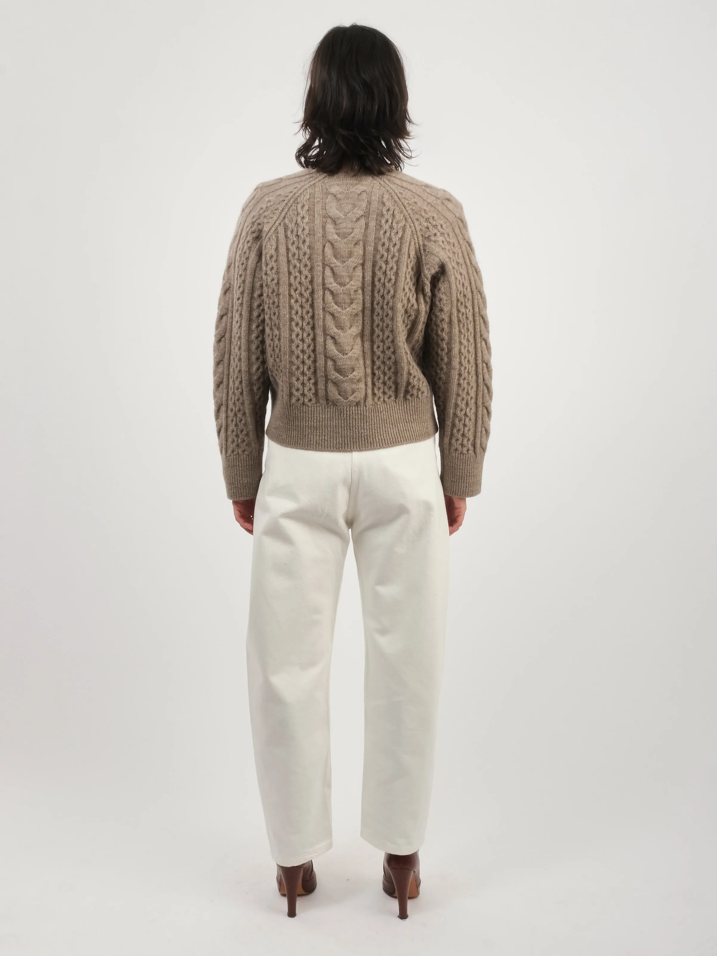 Oatmeal Molve Cable Knit Crew Neck