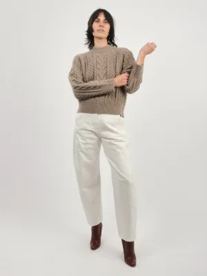 Oatmeal Molve Cable Knit Crew Neck