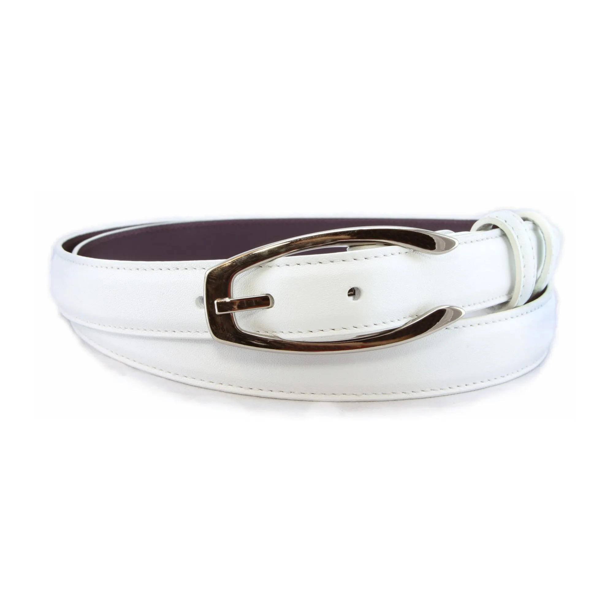 Optic white napa feel slim belt