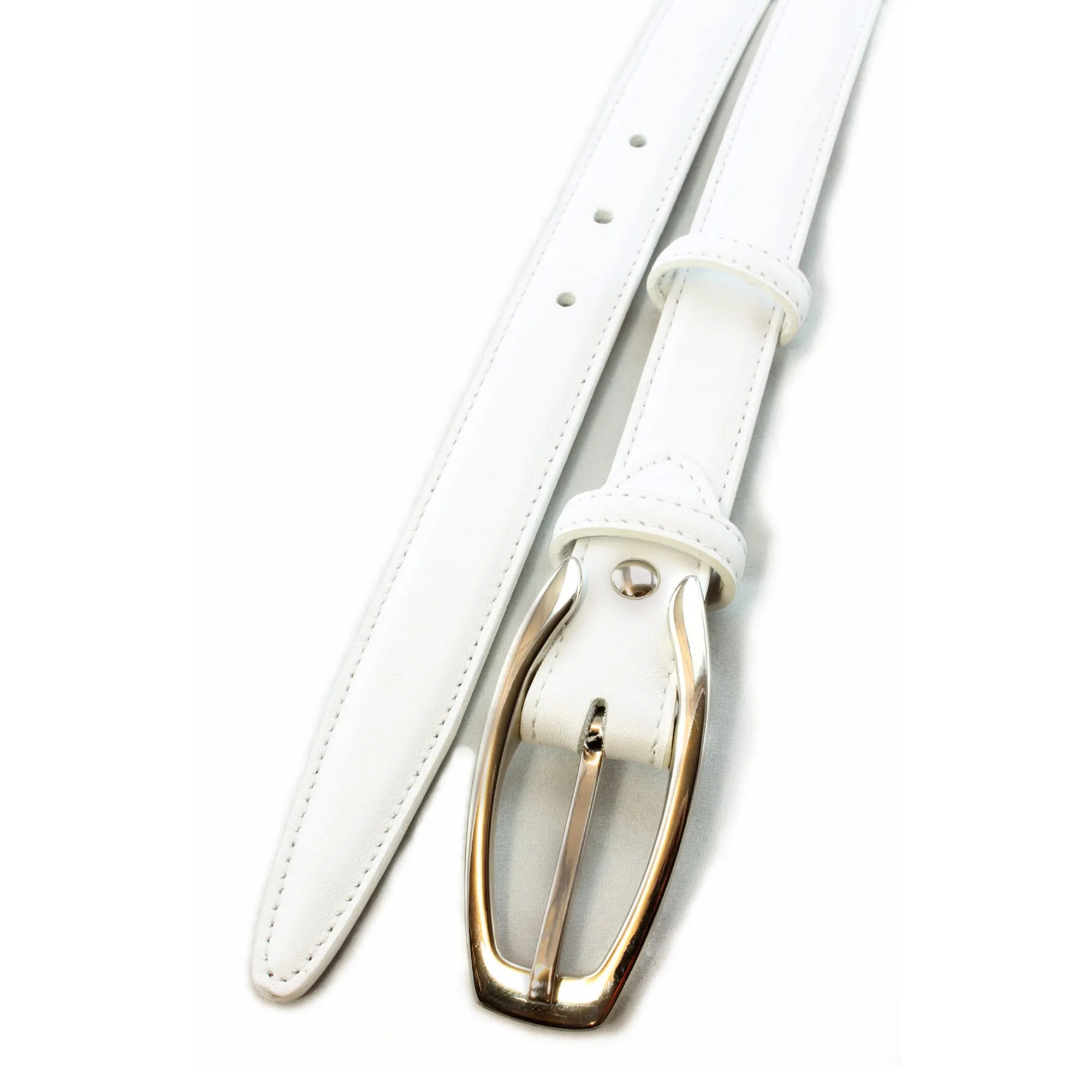 Optic white napa feel slim belt