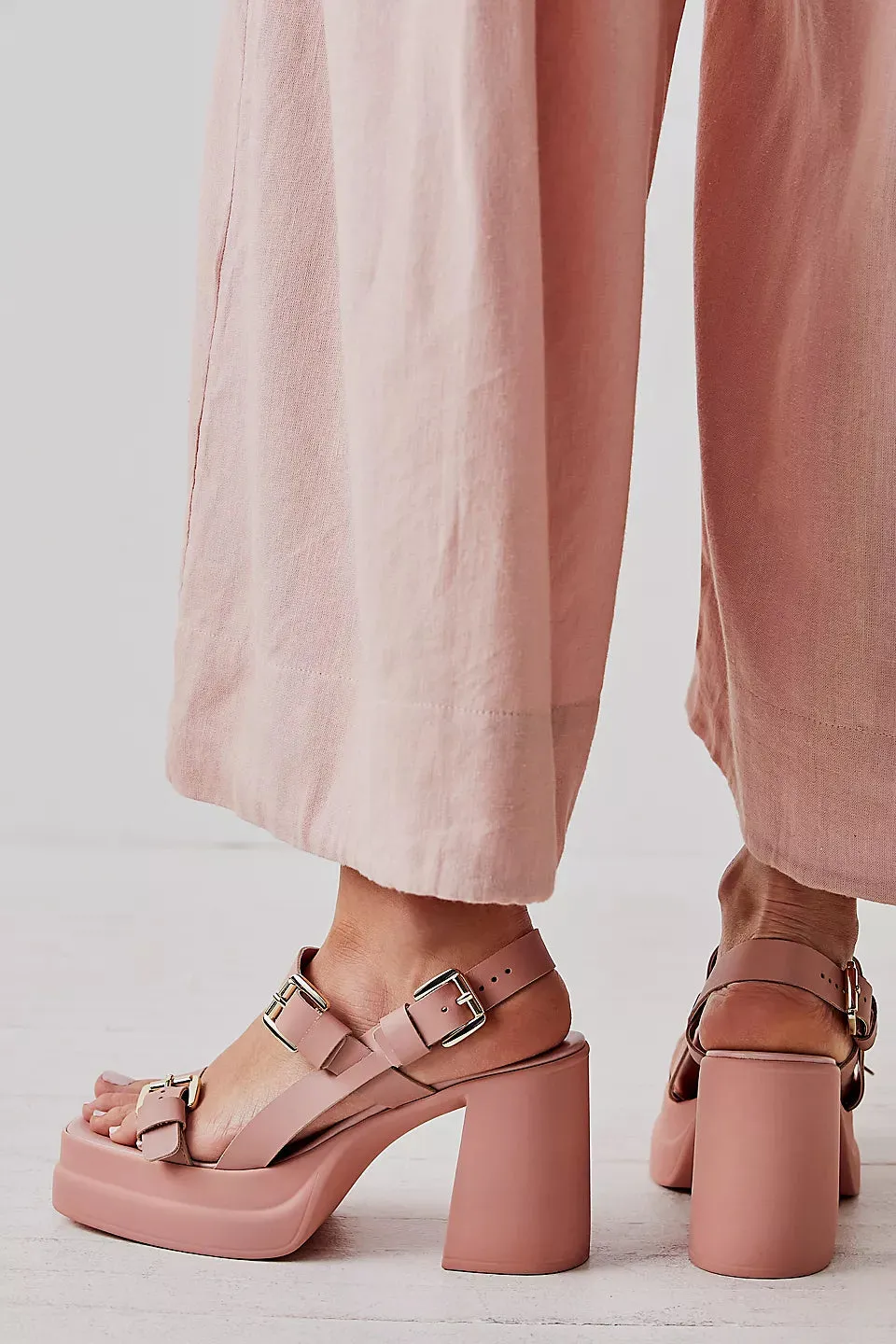 Pamela Double Stack Platform Heels in Perfect Pink