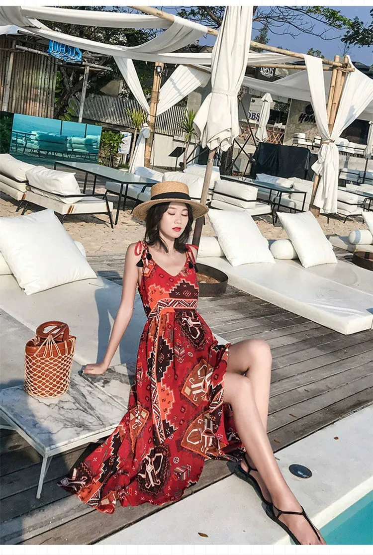 Phuket Ethnic Style Beach Dress Bohemian Sling