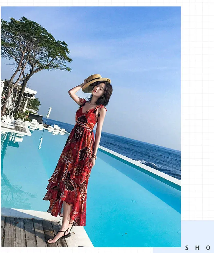 Phuket Ethnic Style Beach Dress Bohemian Sling