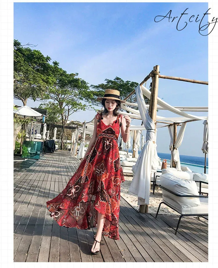 Phuket Ethnic Style Beach Dress Bohemian Sling