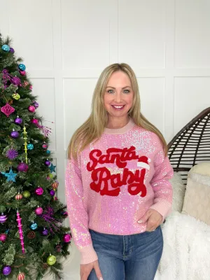 Pink Sequin Santa Baby Sweater