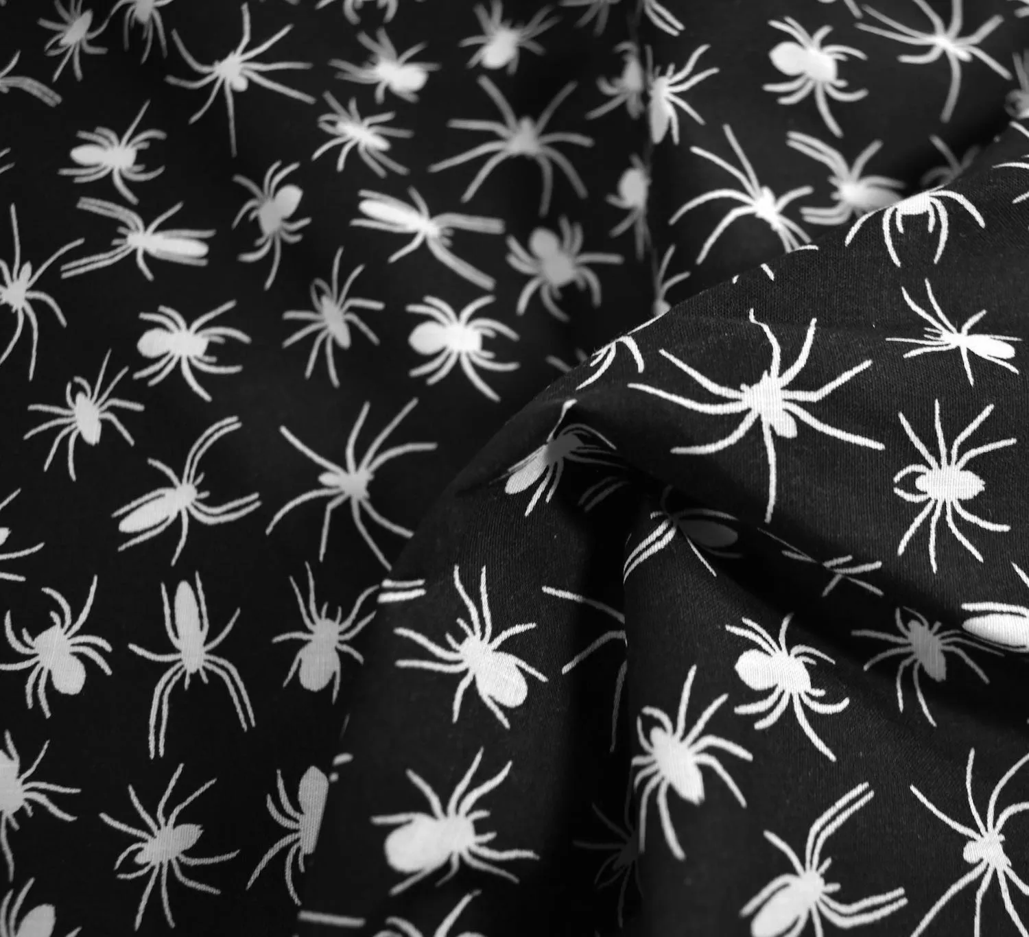 Polycotton Fabric - Incy Wincy White Spider