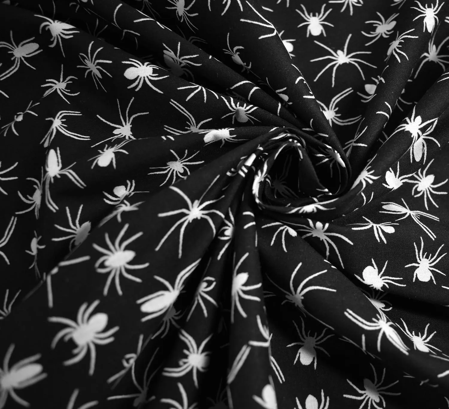 Polycotton Fabric - Incy Wincy White Spider