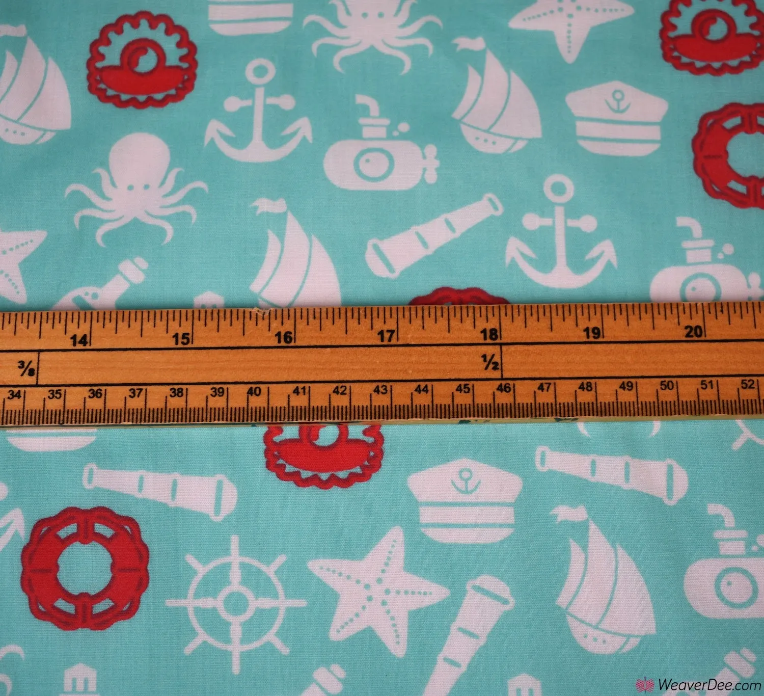 Polycotton Fabric - Marine Life (Aqua)