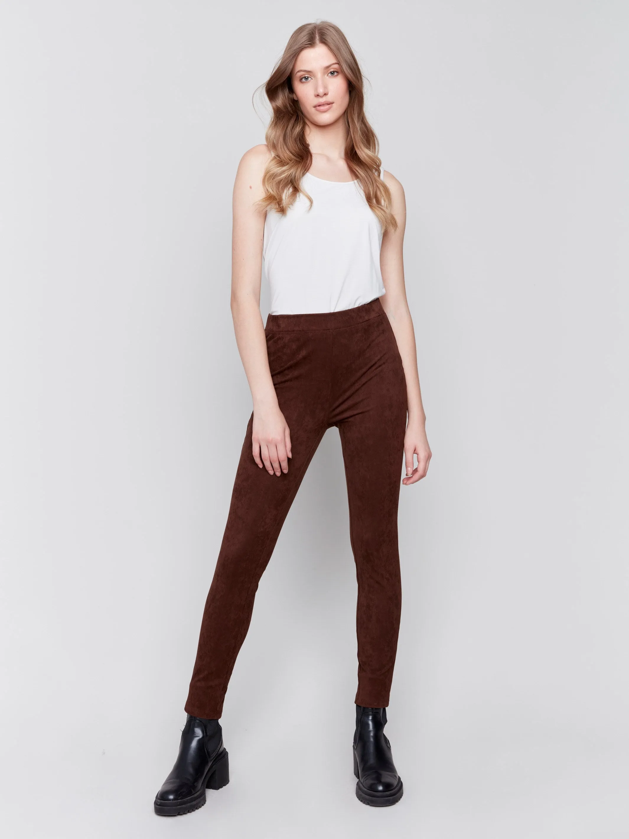 Pull-On Faux Suede Pants - Mocha