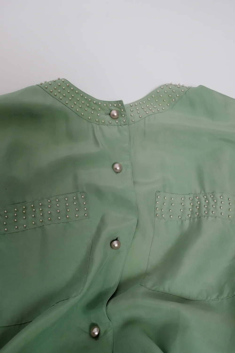 PURE SILK PEARL MINT VINTAGE SHIRT