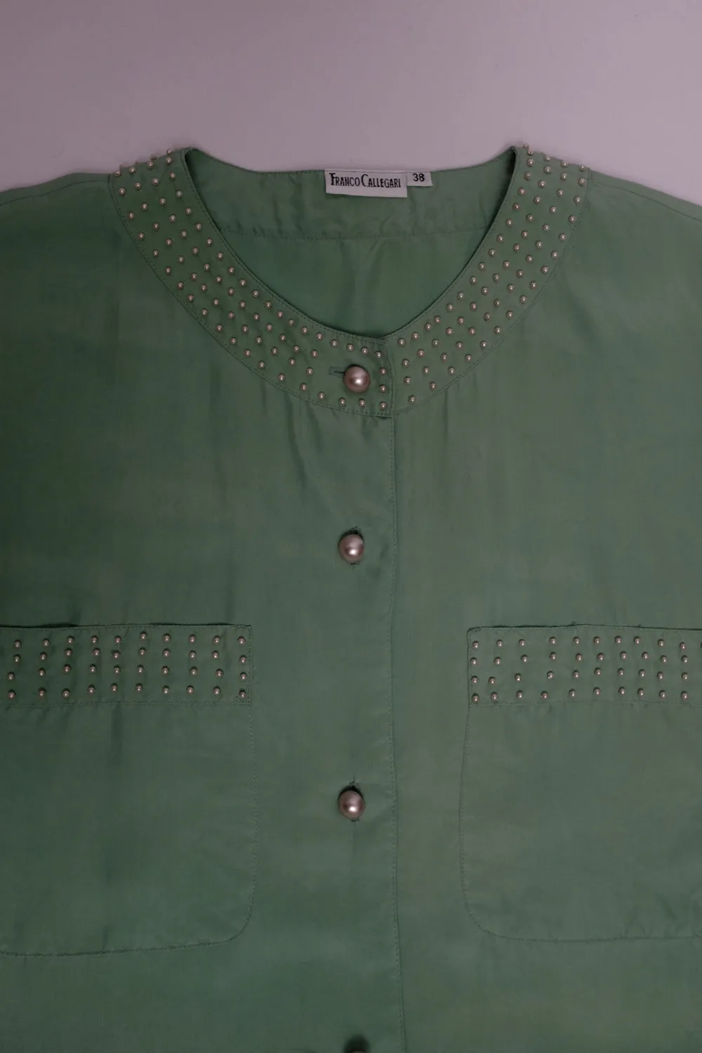 PURE SILK PEARL MINT VINTAGE SHIRT