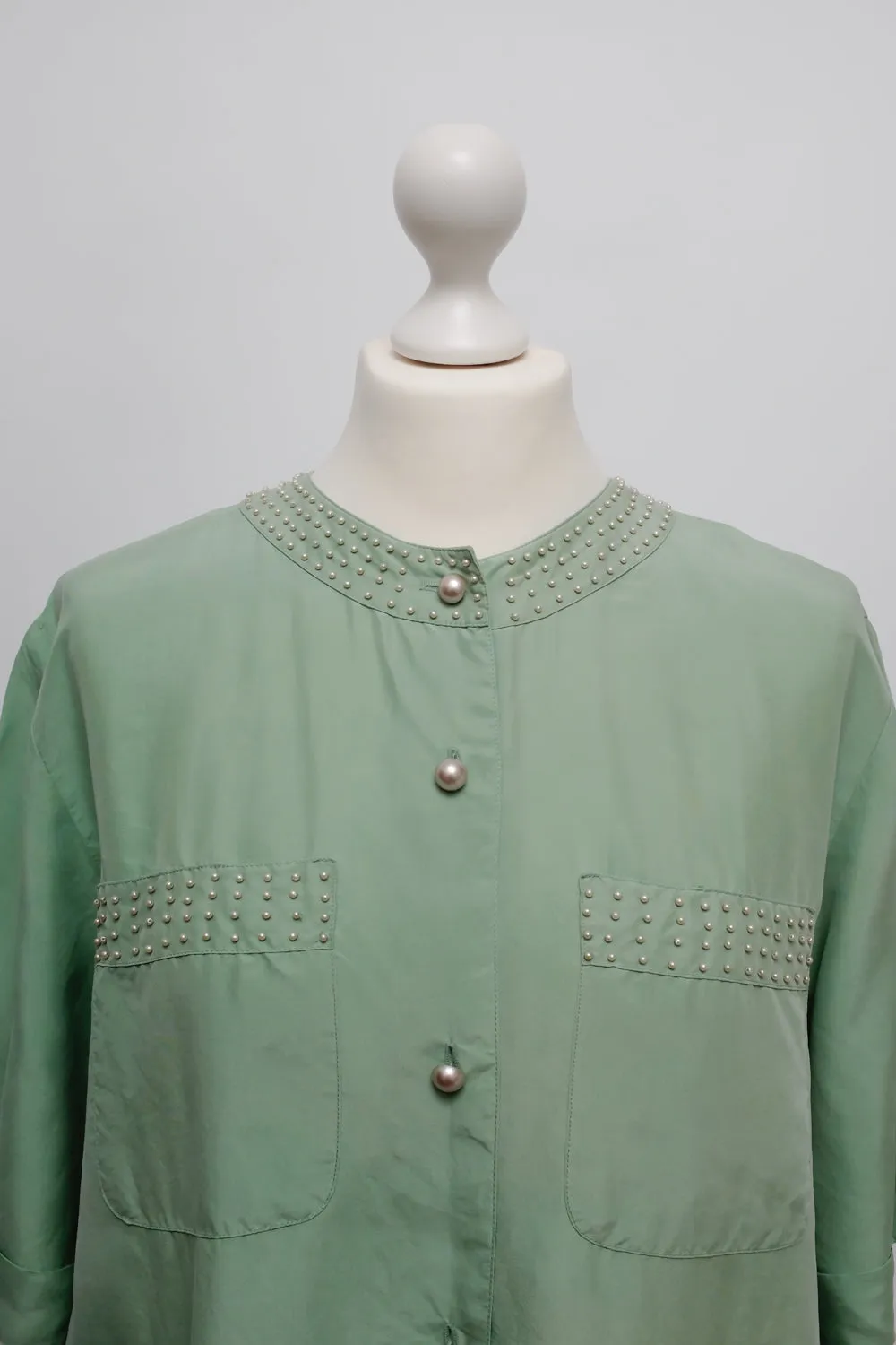 PURE SILK PEARL MINT VINTAGE SHIRT