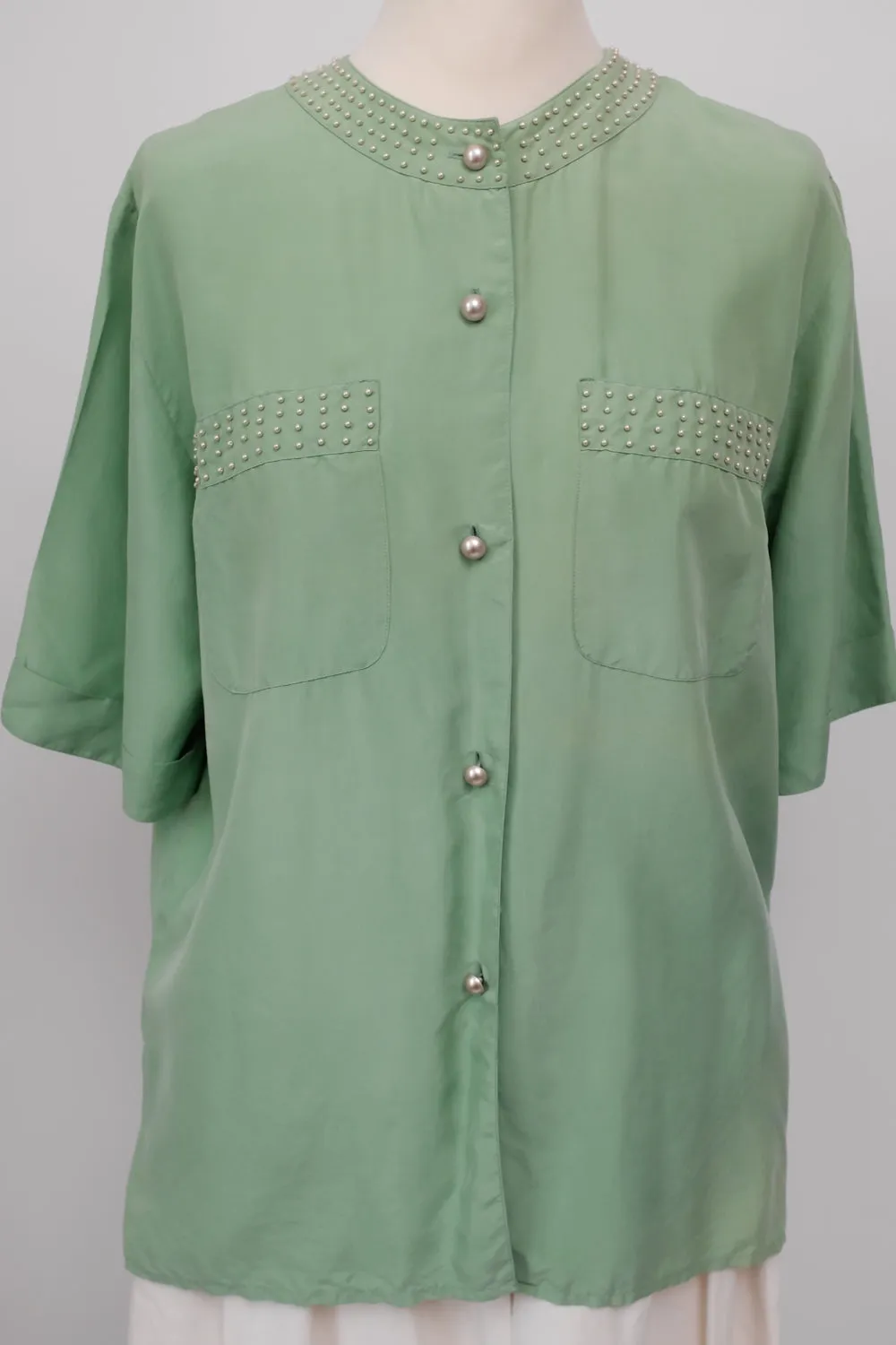 PURE SILK PEARL MINT VINTAGE SHIRT