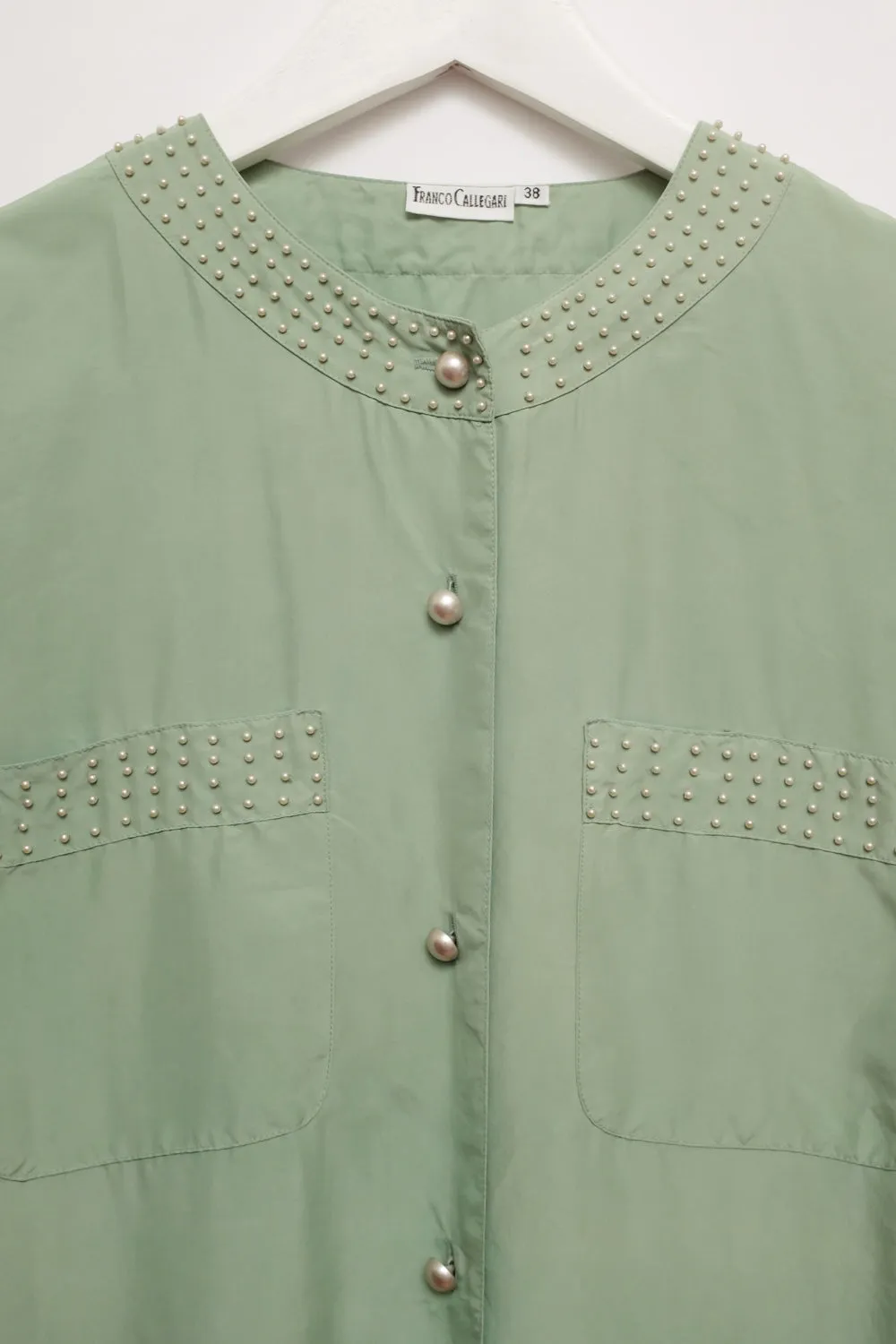 PURE SILK PEARL MINT VINTAGE SHIRT