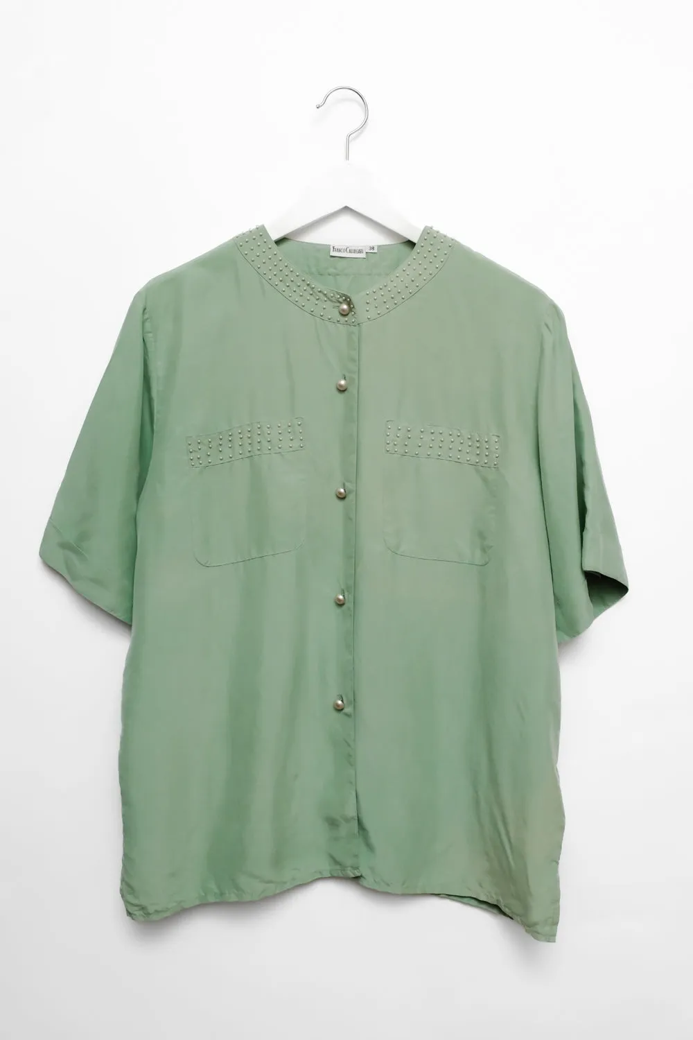 PURE SILK PEARL MINT VINTAGE SHIRT