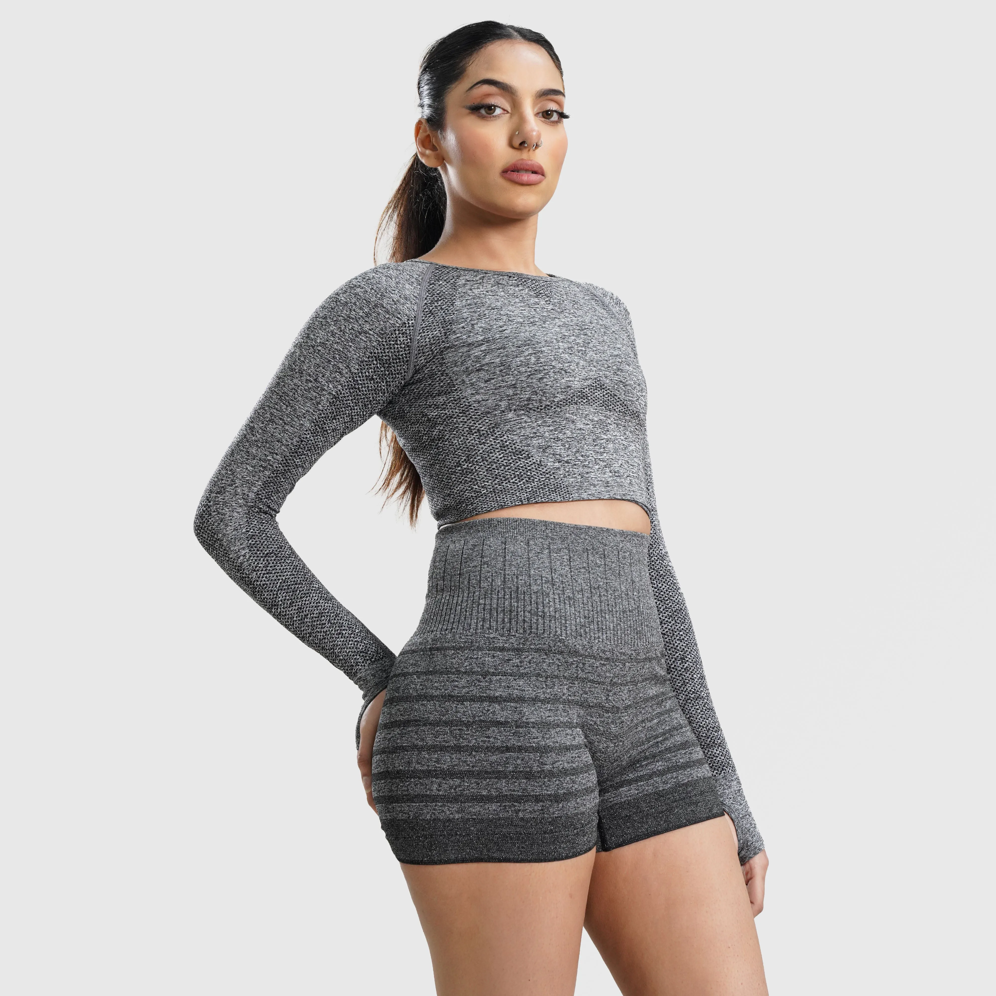 Rank Seamless Crop Top (Grey)