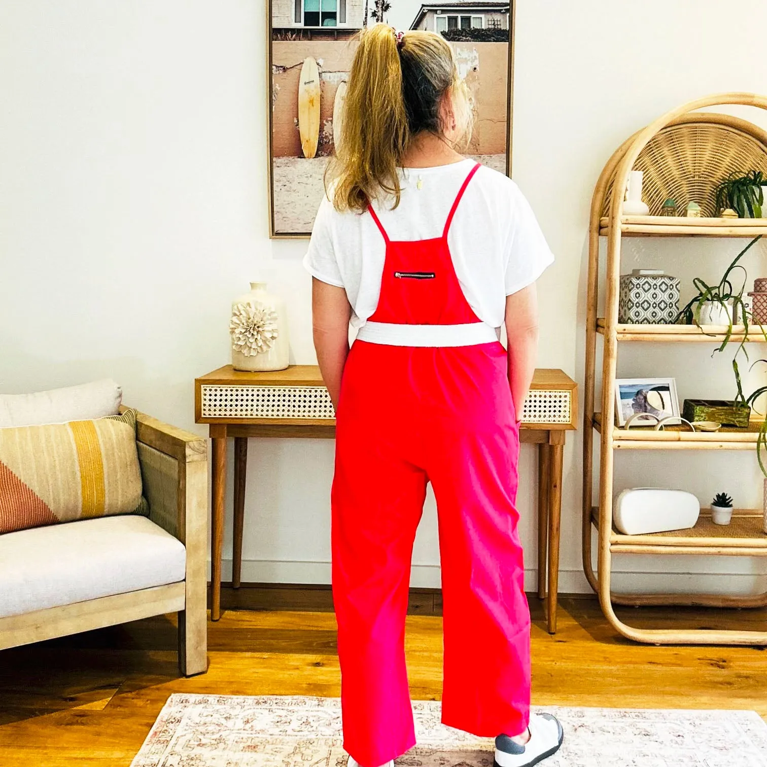 Raspberry Pink Loose-Fit Romper/Jumpsuit