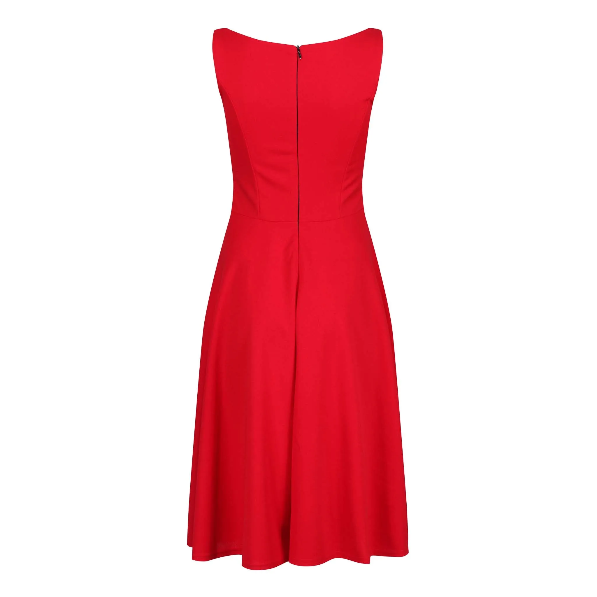 Red Audrey Style 1950s Swing Dress