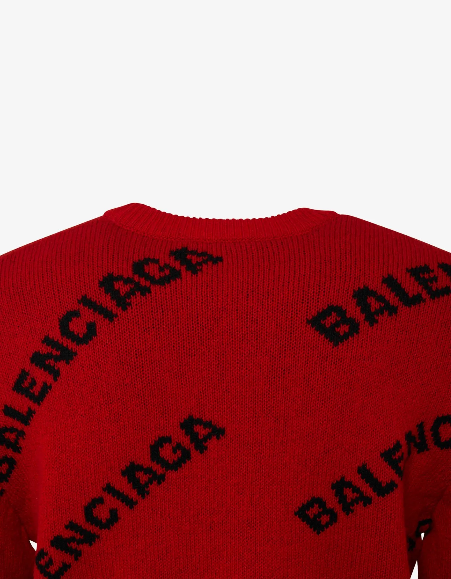 Red Logo Jacquard Crew Neck Sweater