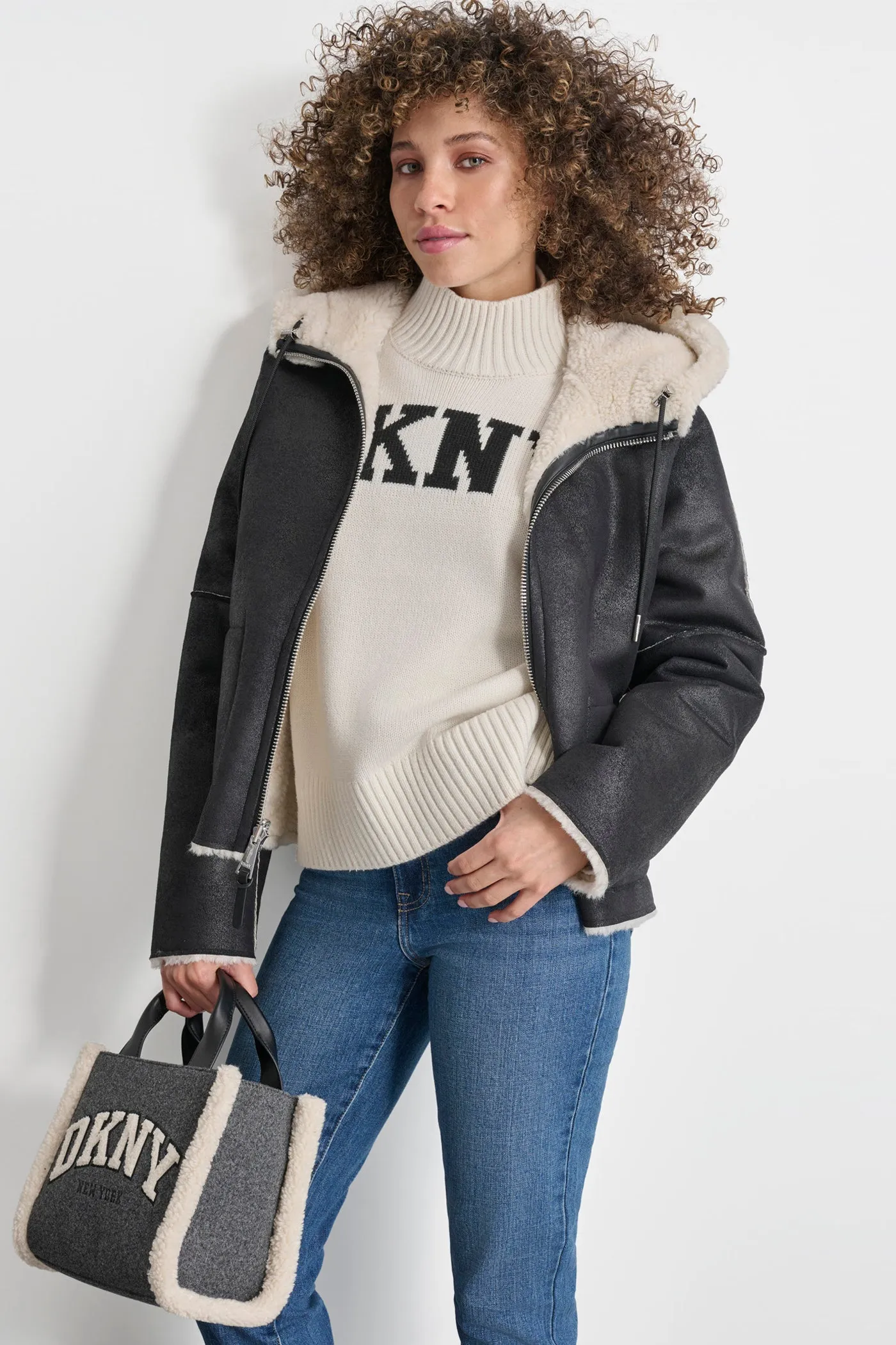 REVERSIBLE FAUX SHEARLING JACKET