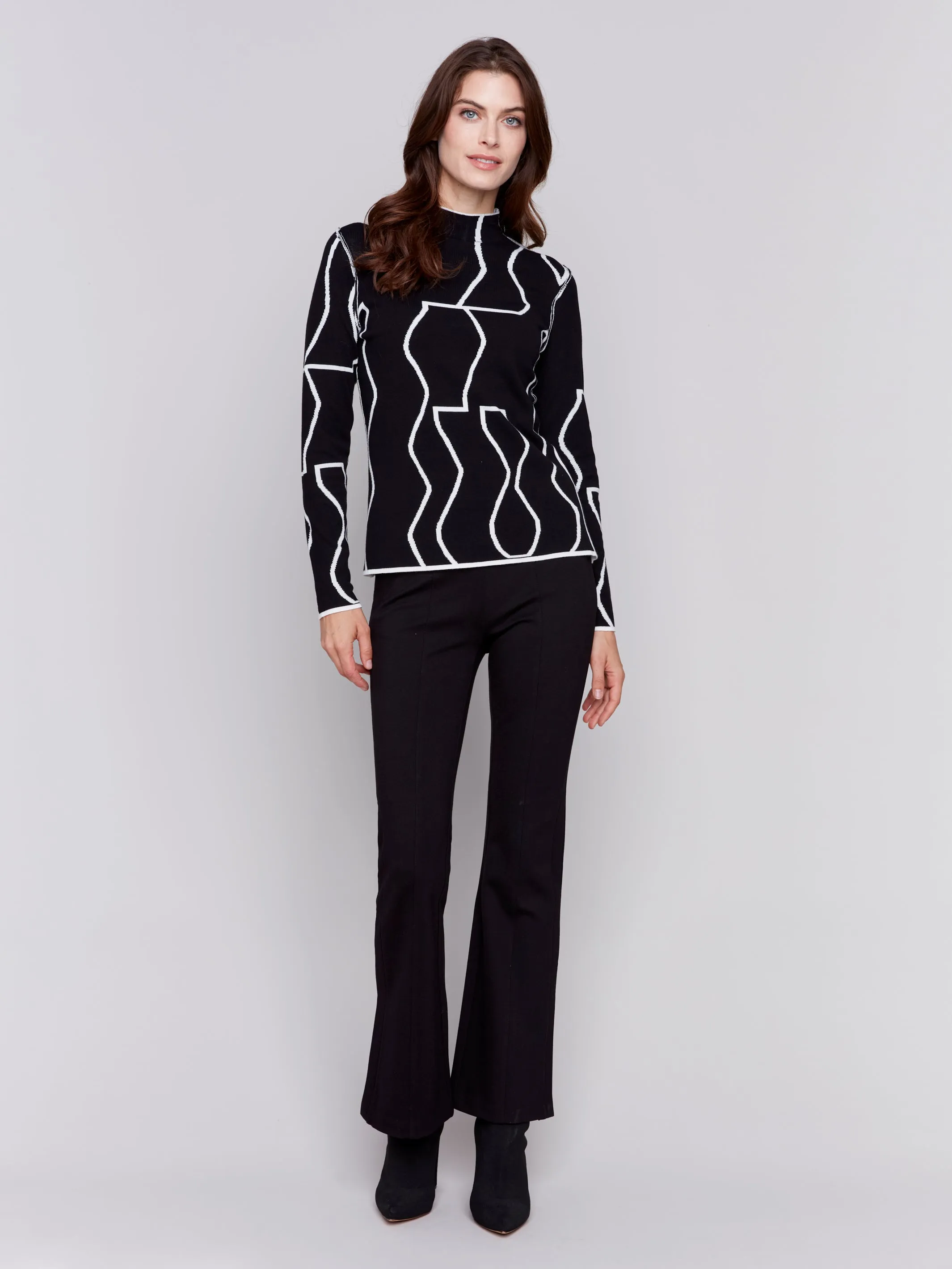 Reversible Jacquard Mock Neck Sweater