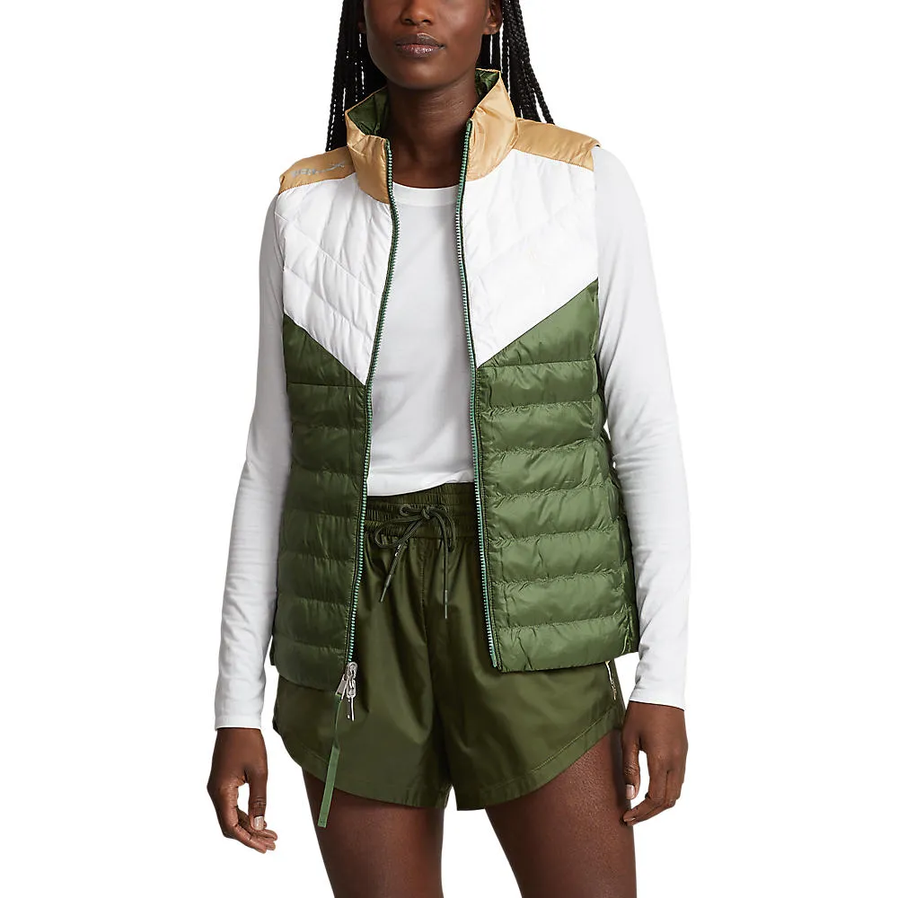 RLX Ralph Lauren Women's Water-Resistant Reversible Quilted Vest - Shamrock/White/Vintage Khaki