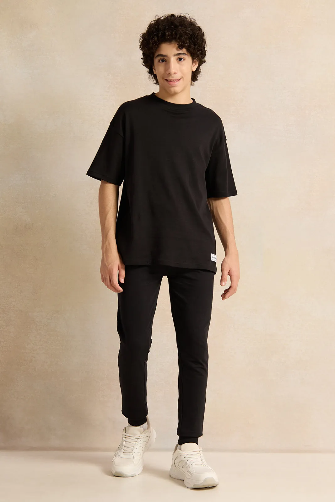 Senior Boys Plain Black Track Pants