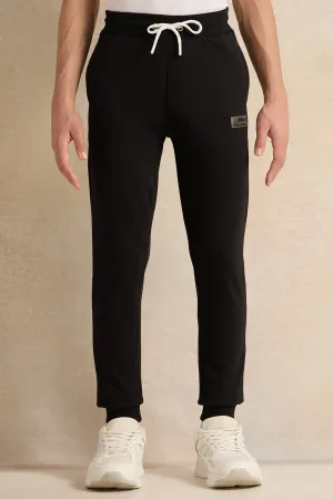 Senior Boys Plain Black Track Pants