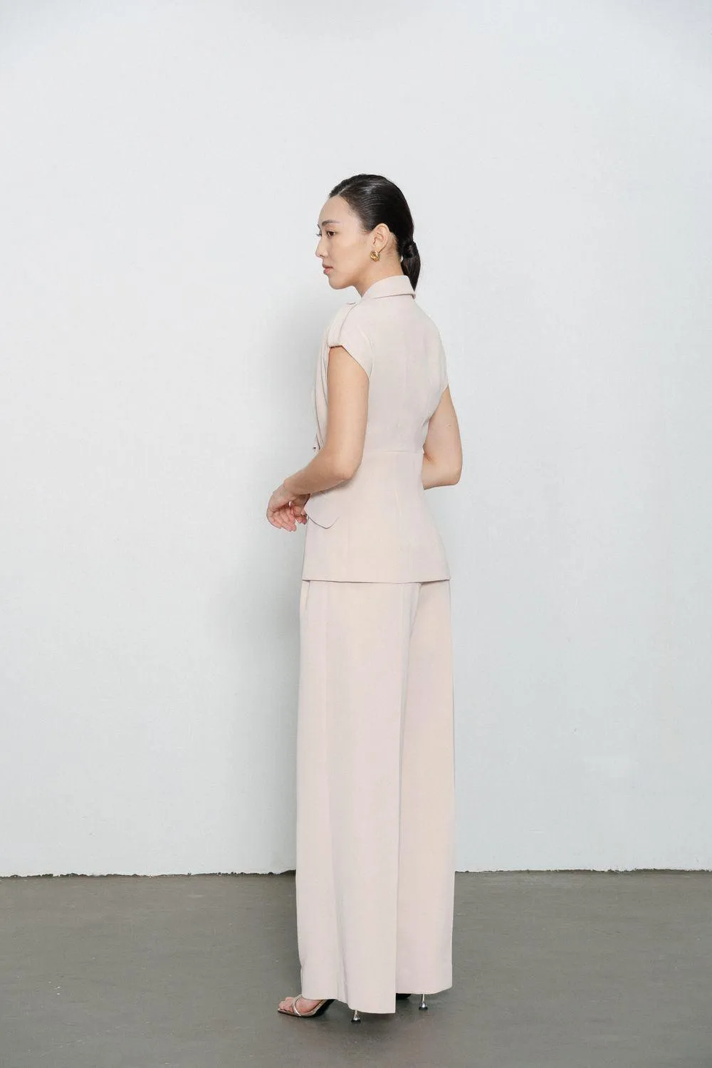 Sloane Straight Wide Leg Crepe Floor Length Pants