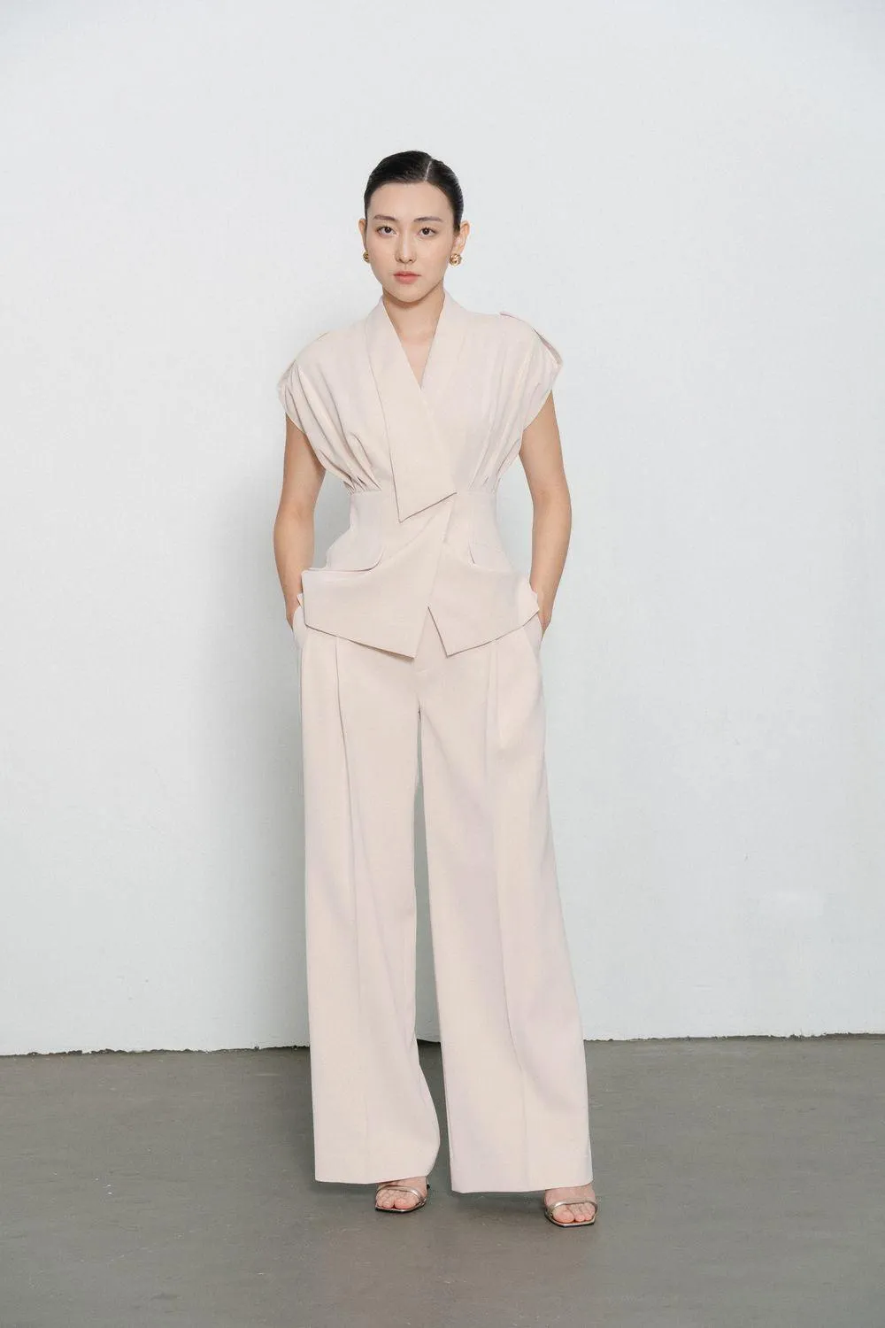 Sloane Straight Wide Leg Crepe Floor Length Pants