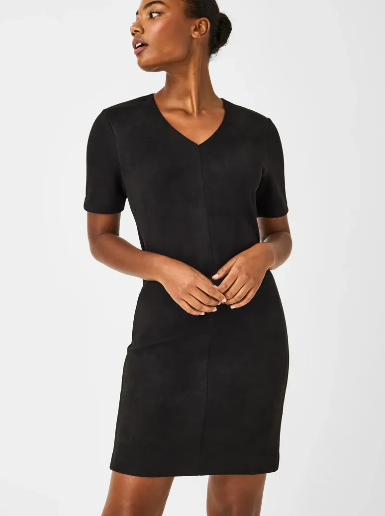 Spanx Faux Suede Column Dress Black