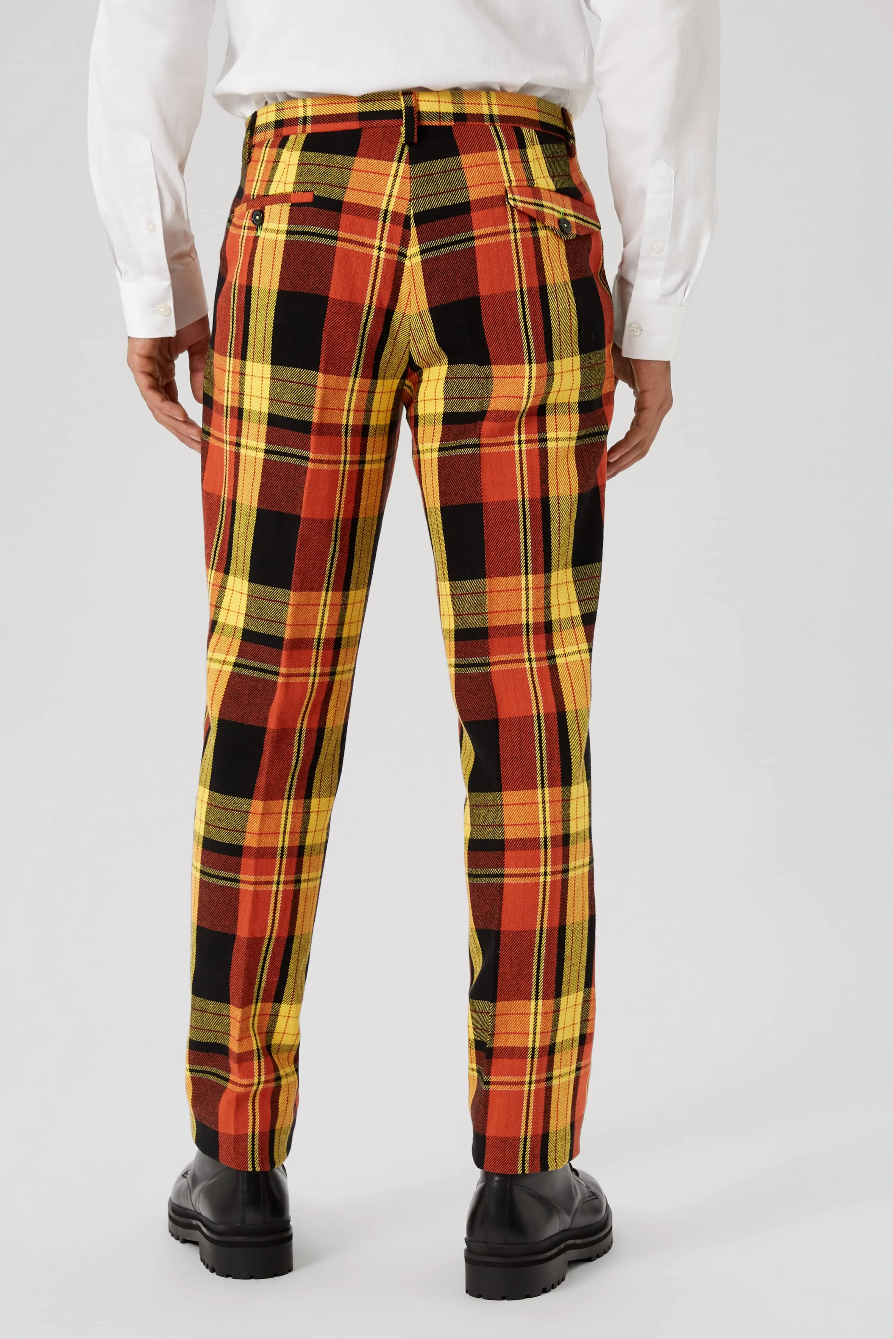 Spendolini Skinny Fit Orange Tartan Cotton Trousers