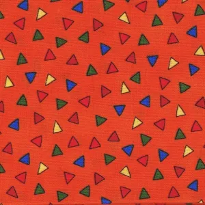 Stof Fabrics Your Little World Multi-Colour Triangle on Red Cotton Prints