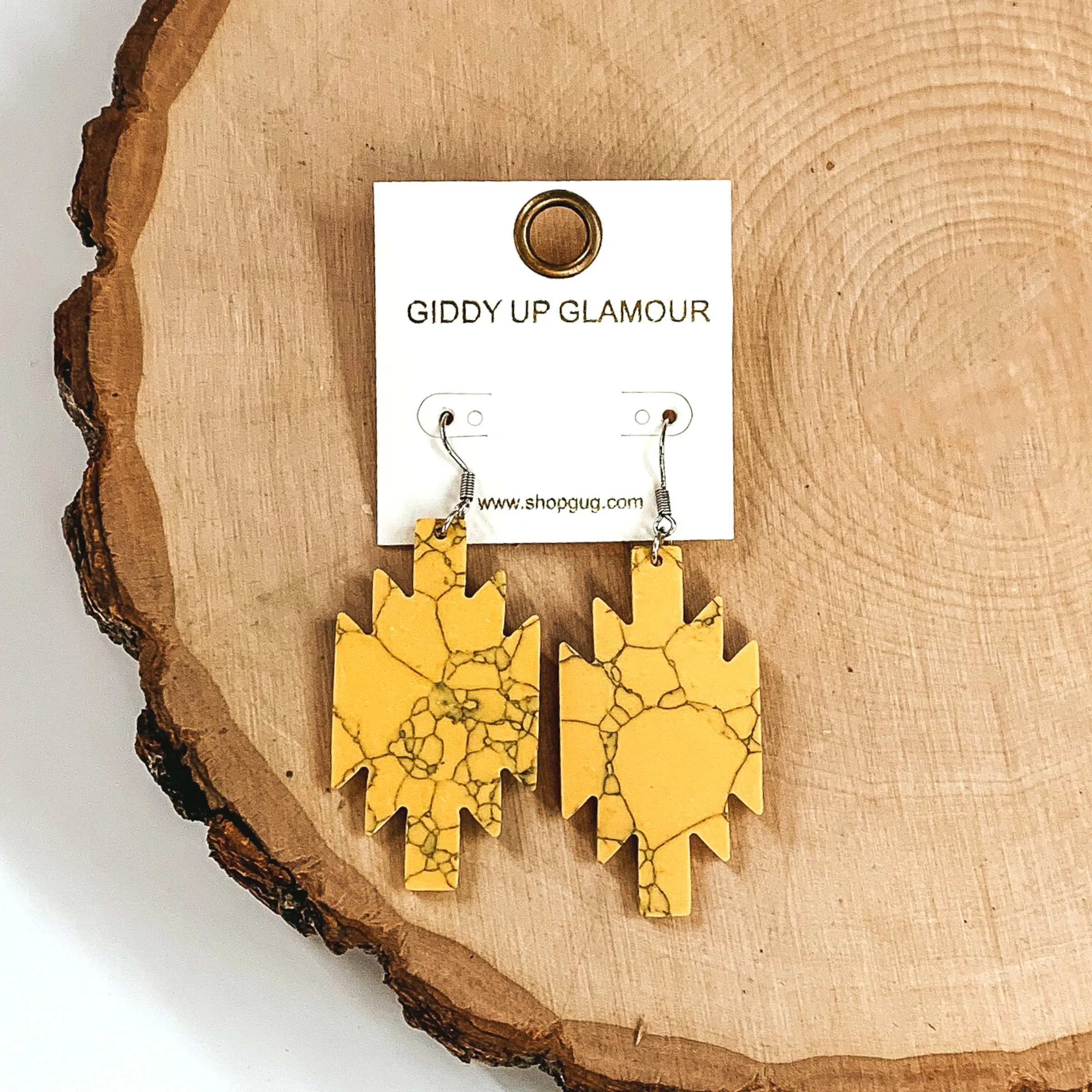 Stone Cold Aztec Cutout Earrings in Yellow