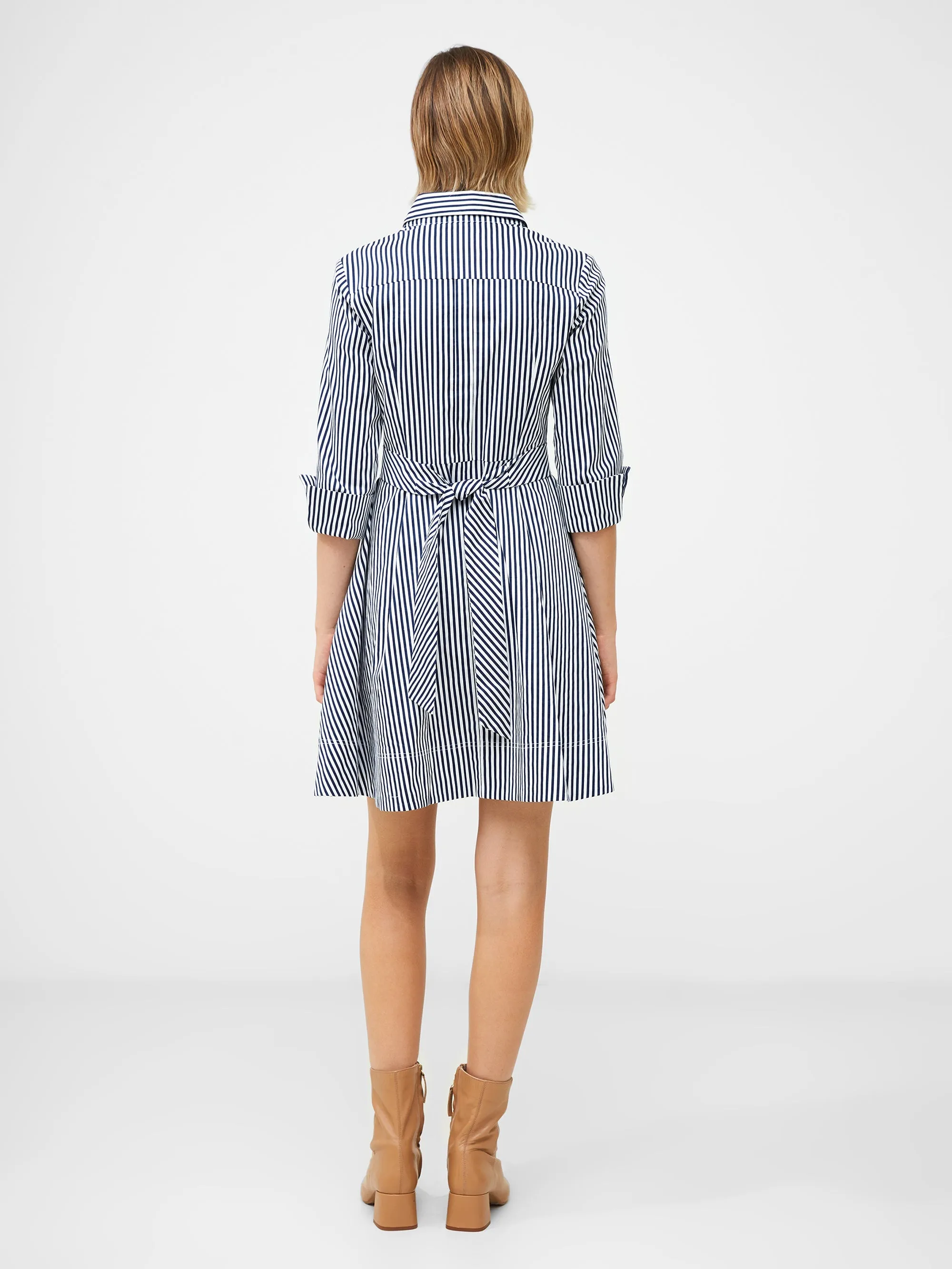 Stripe Belted Mini Shirt Dress