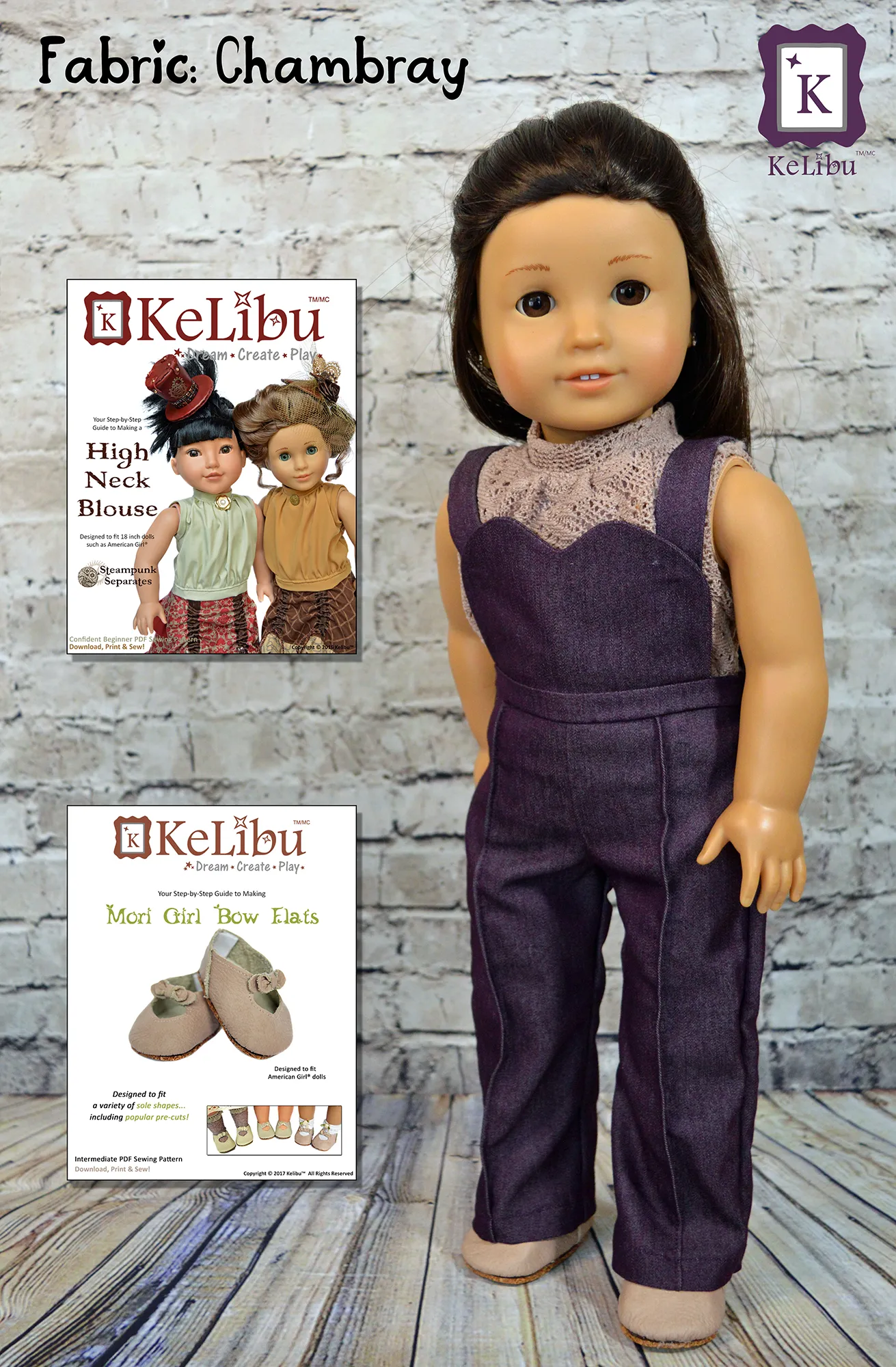 Sweetheart Overalls Inch Doll Sewing Pattern