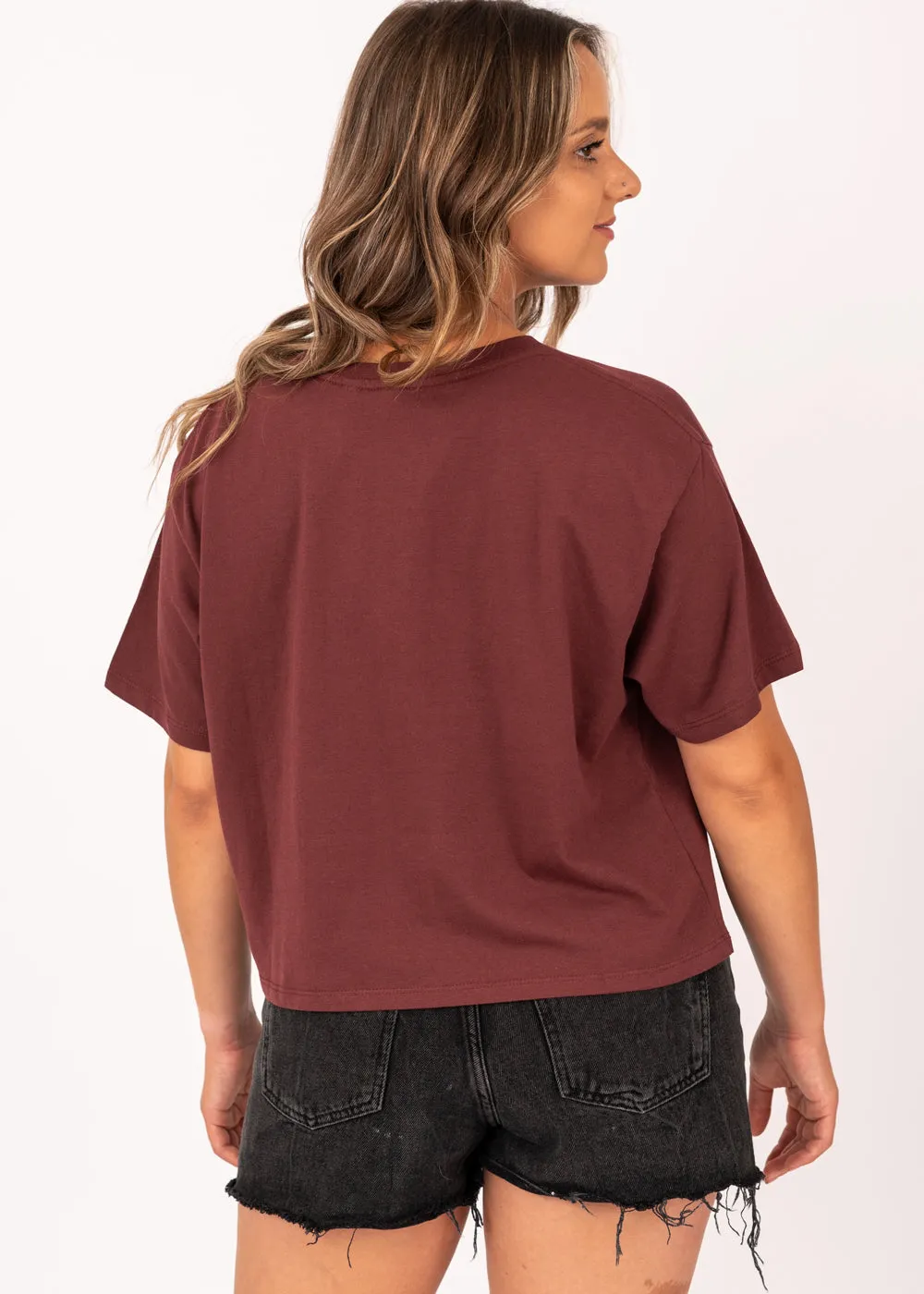 Tallows Crop Tee in Maroon