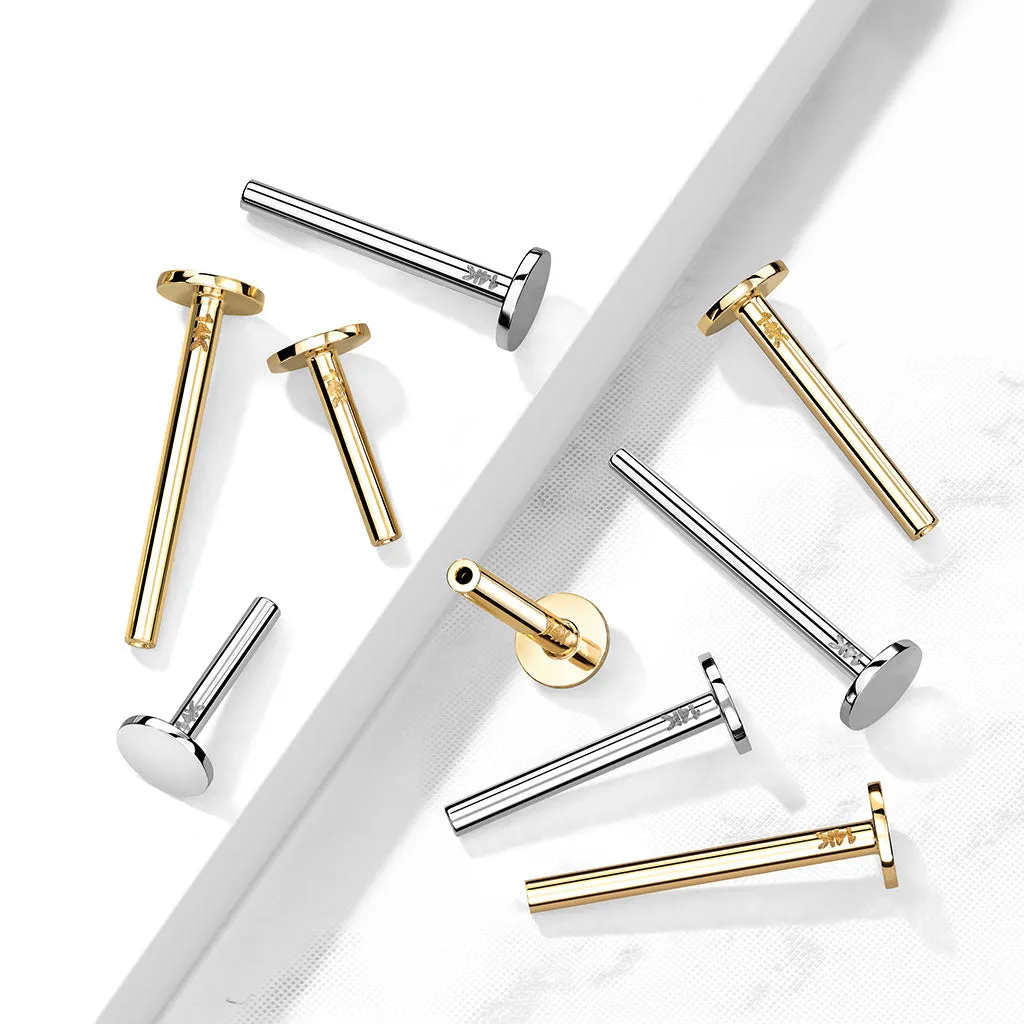 Threadless Flat Back Stud Pins in 14K White Gold