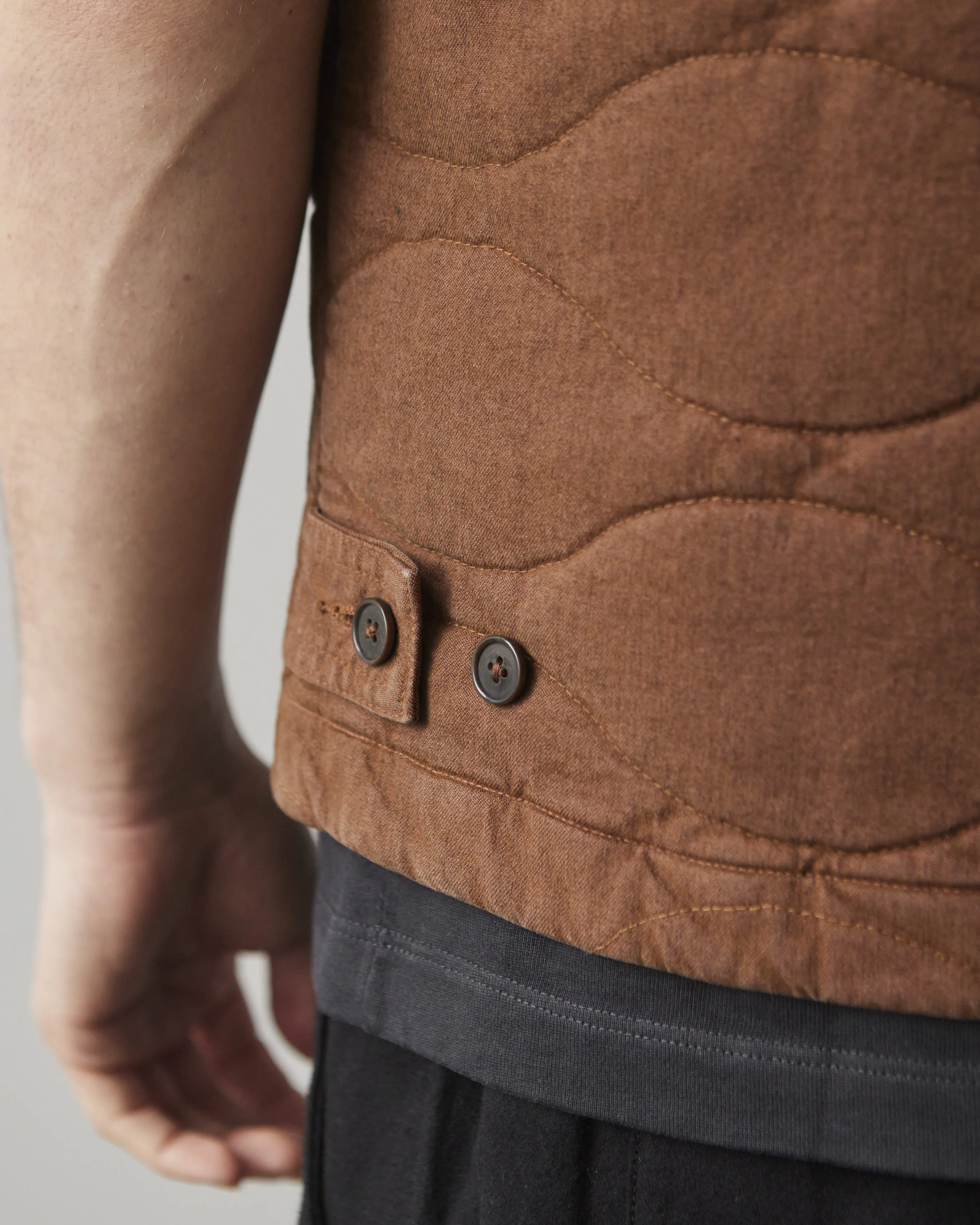 Universal Works Carlton Gilet, Brown Marl Twill