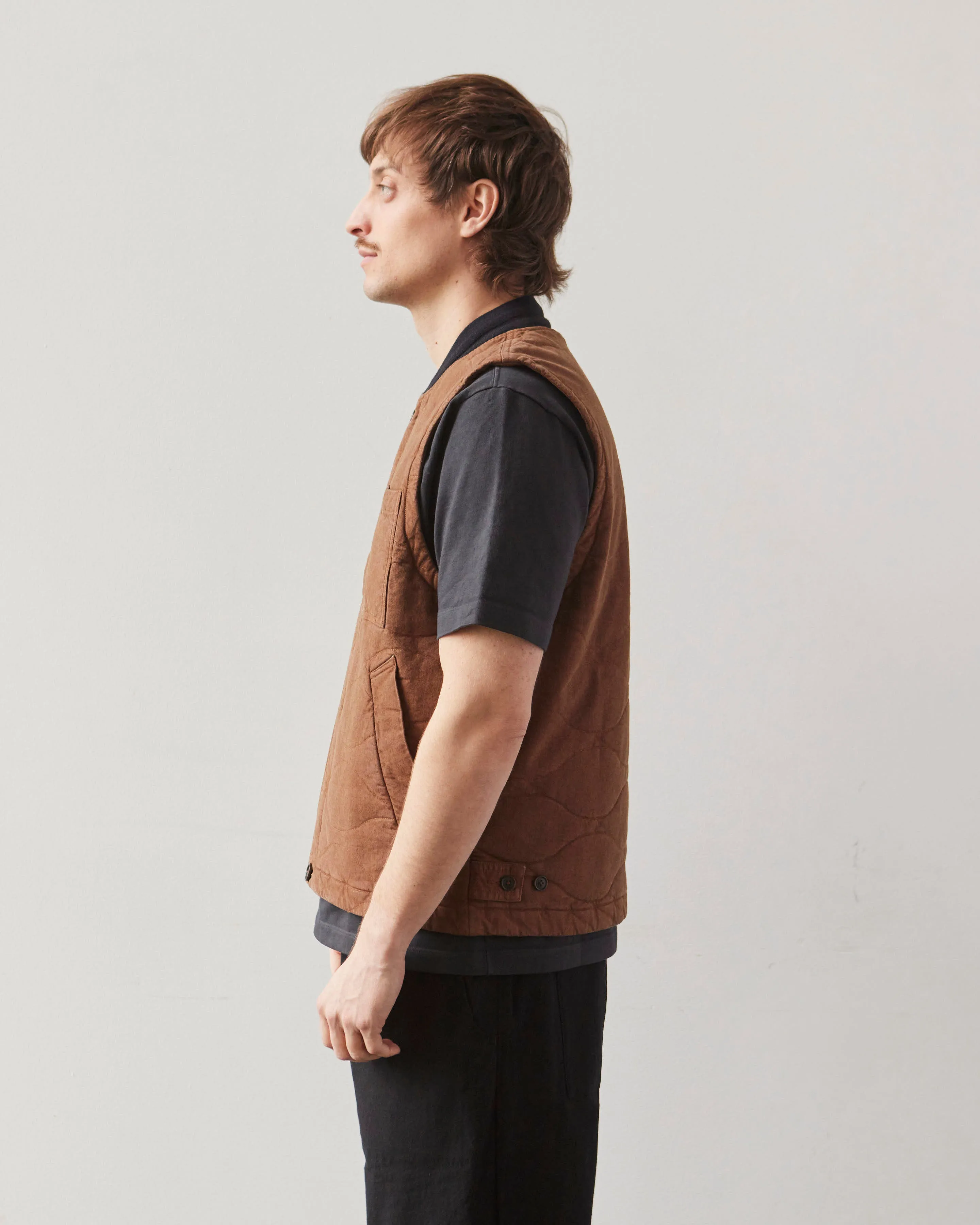 Universal Works Carlton Gilet, Brown Marl Twill