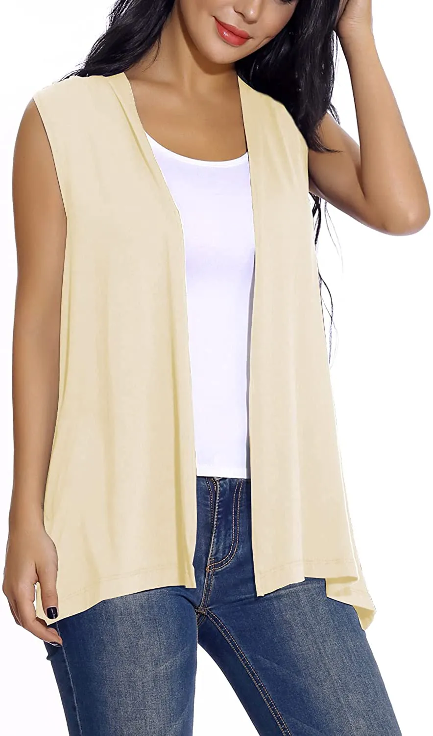 Women's Sleeveless Open Front Cardigan Vest Lightweight Cool Coat